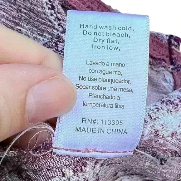 Altar’d State Mauve Purple Paisley Boho Tie-Front Top S - Picture 9 of 10